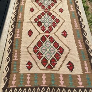 1970s Handmade Turkish Kilim — 4'1'' x 7'5'' (49" x 89in)